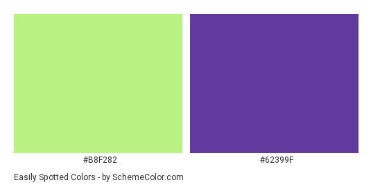 Easily Spotted - Color scheme palette thumbnail - #b8f282 #62399f 