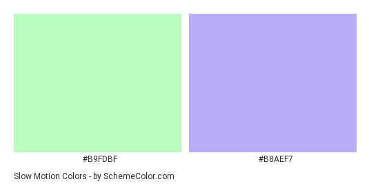 Slow Motion - Color scheme palette thumbnail - #b9fdbf #b8aef7 