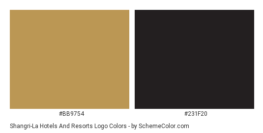 Shangri-La Hotels and Resorts Logo - Color scheme palette thumbnail - #bb9754 #231f20 