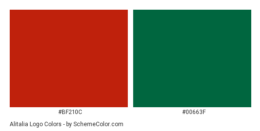 Alitalia Logo - Color scheme palette thumbnail - #bf210c #00663f 