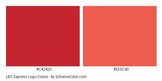 LBC Express Logo - Color scheme palette thumbnail - #c4242d #ee5c4d 
