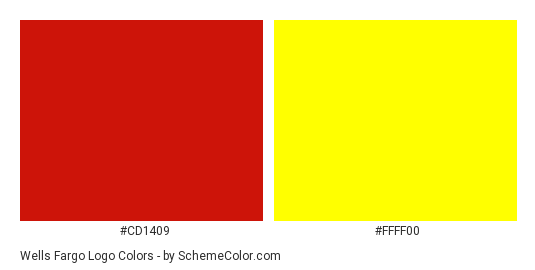 Wells Fargo Logo - Color scheme palette thumbnail - #cd1409 #ffff00 