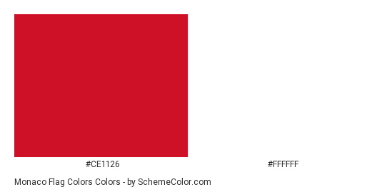Monaco Flag Colors - Color scheme palette thumbnail - #ce1126 #ffffff 