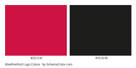 Weatherford Logo - Color scheme palette thumbnail - #ce1241 #1d1d1b 