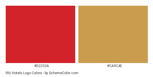 RIU Hotels Logo - Color scheme palette thumbnail - #d2232a #ca9c4e 