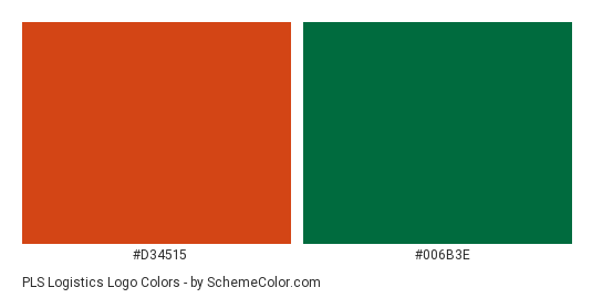PLS Logistics Logo - Color scheme palette thumbnail - #d34515 #006b3e 
