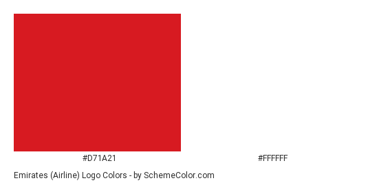 Emirates (Airline) Logo - Color scheme palette thumbnail - #d71a21 #ffffff 