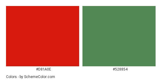Tomatoes Are Red - Color scheme palette thumbnail - #d81a0e #528854 