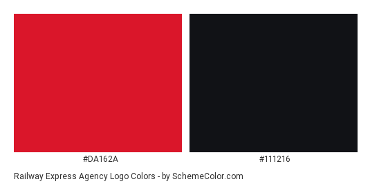 Railway Express Agency Logo - Color scheme palette thumbnail - #da162a #111216 