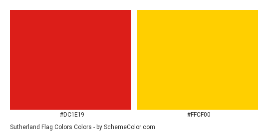 Sutherland Flag Colors - Color scheme palette thumbnail - #dc1e19 #ffcf00 