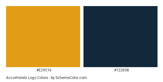 AccorHotels Logo - Color scheme palette thumbnail - #e29c16 #12283b 
