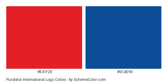 Purolator International Logo - Color scheme palette thumbnail - #e41f28 #0c4e98 