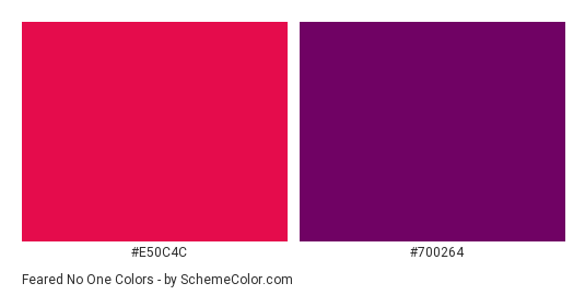 Feared No One - Color scheme palette thumbnail - #e50c4c #700264 
