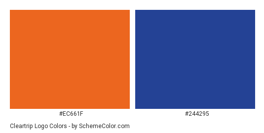 Cleartrip Logo - Color scheme palette thumbnail - #ec661f #244295 