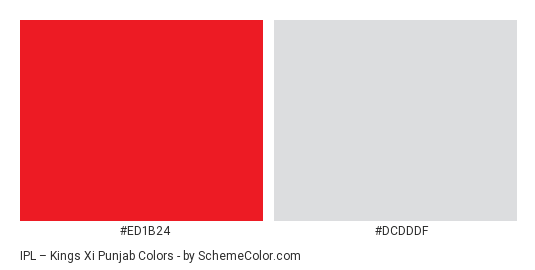 IPL – Kings xi punjab - Color scheme palette thumbnail - #ed1b24 #dcdddf 