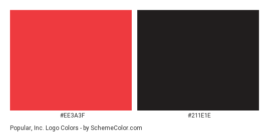 Popular, Inc. Logo - Color scheme palette thumbnail - #ee3a3f #211e1e 