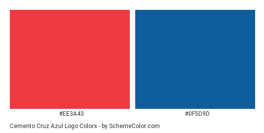 Cemento Cruz Azul Logo - Color scheme palette thumbnail - #ee3a43 #0f5d9d 