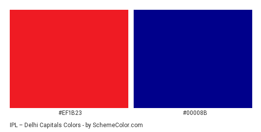 IPL – Delhi Capitals - Color scheme palette thumbnail - #ef1b23 #00008b 