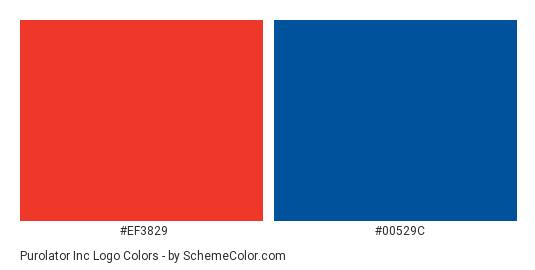 Purolator Inc Logo - Color scheme palette thumbnail - #ef3829 #00529c 