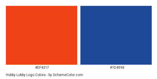 Hobby Lobby Logo - Color scheme palette thumbnail - #ef4317 #1d4998 