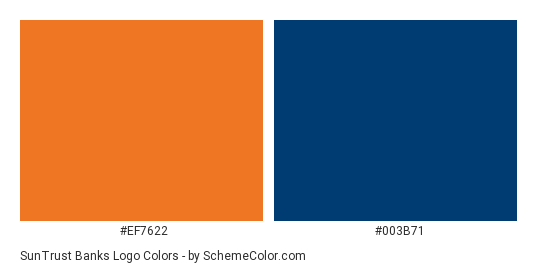 SunTrust Banks Logo - Color scheme palette thumbnail - #ef7622 #003b71 