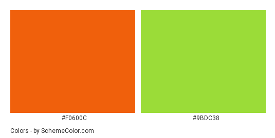 Bright Gloves - Color scheme palette thumbnail - #f0600c #9bdc38 