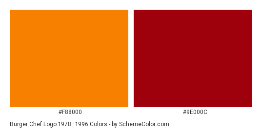 Burger Chef Logo 1978–1996 - Color scheme palette thumbnail - #f88000 #9e000c 