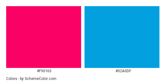 Shocking Pink Suit - Color scheme palette thumbnail - #f90165 #02a0df 
