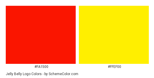 Jelly Belly Logo - Color scheme palette thumbnail - #fa1500 #ffef00 