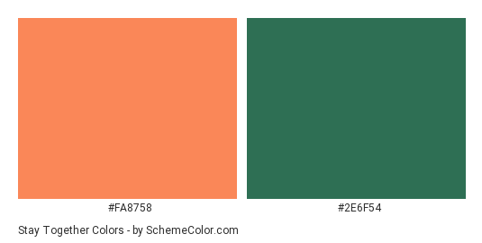 Stay Together - Color scheme palette thumbnail - #fa8758 #2e6f54 