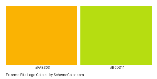 Extreme Pita Logo - Color scheme palette thumbnail - #fab303 #b6dd11 