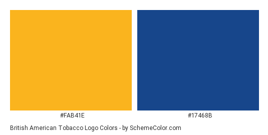 British American Tobacco Logo - Color scheme palette thumbnail - #fab41e #17468b 