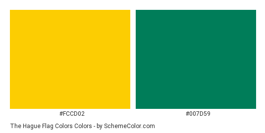 The Hague Flag Colors - Color scheme palette thumbnail - #fccd02 #007d59 