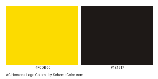 AC Horsens Logo - Color scheme palette thumbnail - #fcdb00 #1e1917 