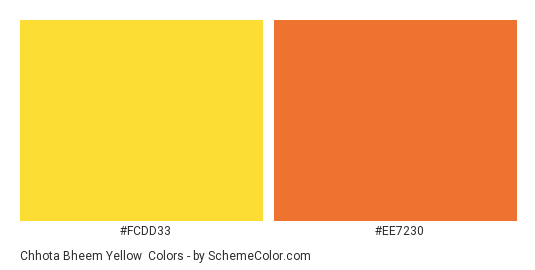 Chhota Bheem Yellow & Orange - Color scheme palette thumbnail - #fcdd33 #ee7230 