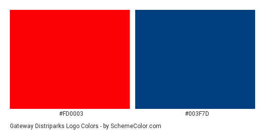 Gateway Distriparks Logo - Color scheme palette thumbnail - #fd0003 #003f7d 