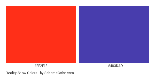 Reality Show - Color scheme palette thumbnail - #ff2f18 #483dad 