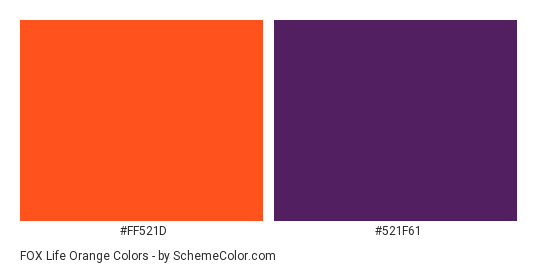 FOX life orange - Color scheme palette thumbnail - #ff521d #521f61 