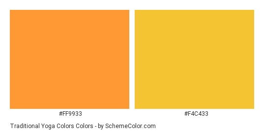 Traditional Yoga Colors - Color scheme palette thumbnail - #ff9933 #f4c433 