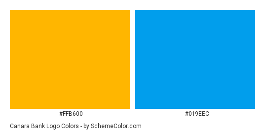 Canara Bank Logo - Color scheme palette thumbnail - #ffb600 #019eec 