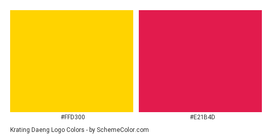 Krating Daeng Logo - Color scheme palette thumbnail - #ffd300 #e21b4d 
