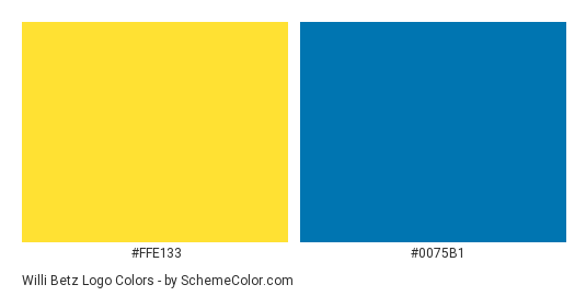 Willi Betz Logo - Color scheme palette thumbnail - #ffe133 #0075b1 