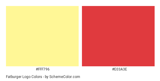 Fatburger Logo - Color scheme palette thumbnail - #fff796 #e03a3e 