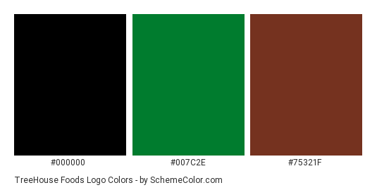 TreeHouse Foods Logo - Color scheme palette thumbnail - #000000 #007c2e #75321f 