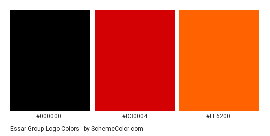 Essar Group Logo - Color scheme palette thumbnail - #000000 #d30004 #ff6200 