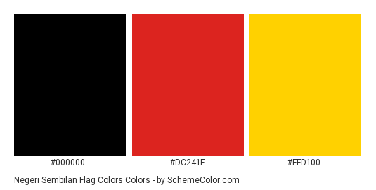 Negeri Sembilan Flag Colors - Color scheme palette thumbnail - #000000 #dc241f #ffd100 