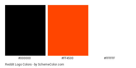 Reddit Logo - Color scheme palette thumbnail - #000000 #ff4500 #ffffff 