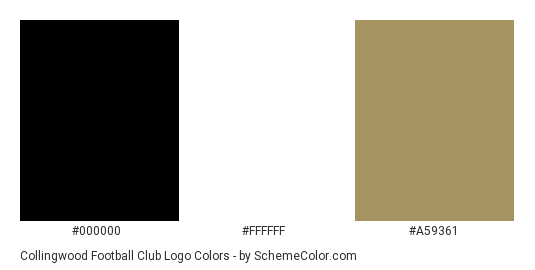 Collingwood Football Club Logo - Color scheme palette thumbnail - #000000 #ffffff #a59361 