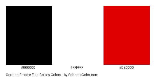 German Empire Flag Colors - Color scheme palette thumbnail - #000000 #ffffff #de0000 