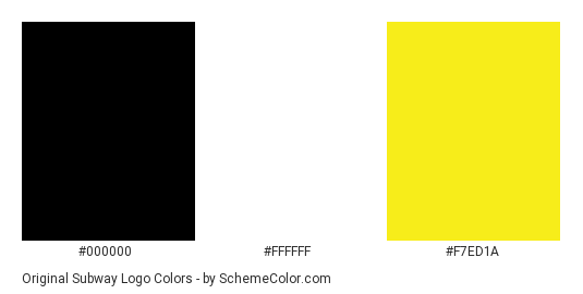 Original Subway Logo - Color scheme palette thumbnail - #000000 #ffffff #f7ed1a 